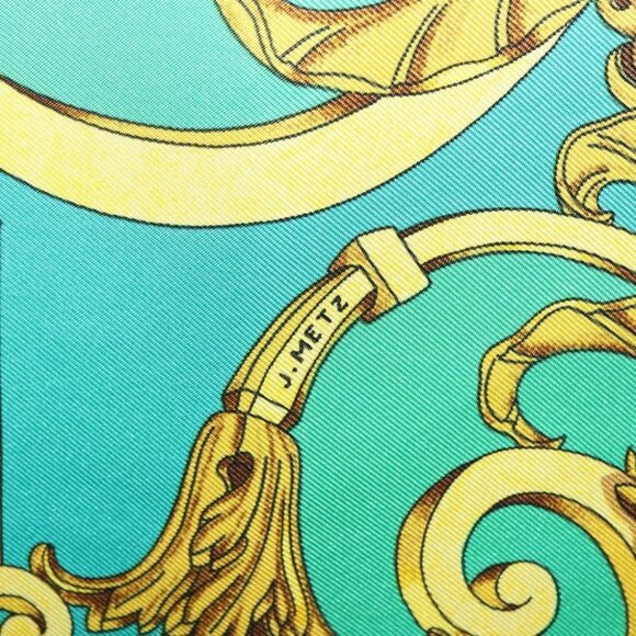 HERMES Carre 90 Scarf ""LES TUILERIE"" Silk Green Auth - Picture 12 of 14